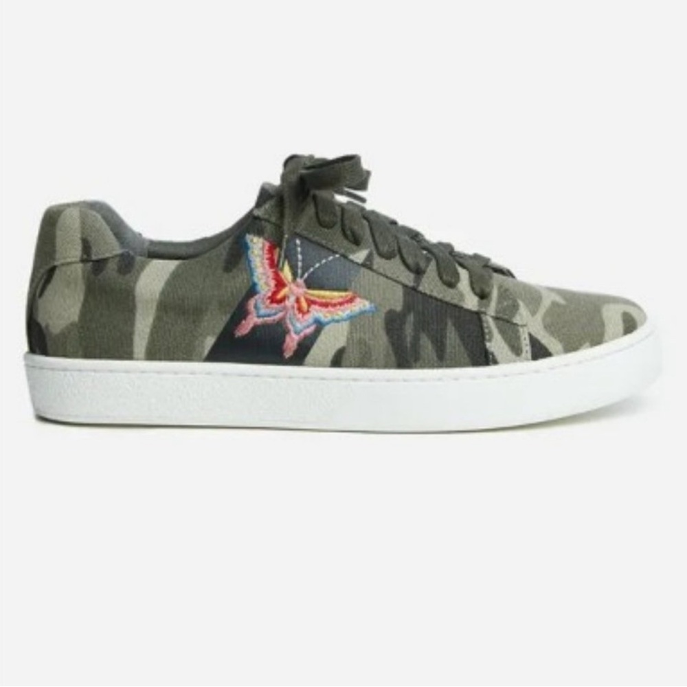 Johnny Was Embroidered Camouflage Canvas Sneakers - Size 8